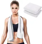 desired body Gym Towels for Sweat 44" x 16.5" (2 Pack) - Absorbent Waffle Fabric Texture Yoga Towel for Gym, Sports, and Exercise - Odor-Free, and Lightweight - for Men and Women - White