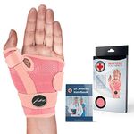 Doctor Developed Thumb Brace for Arthritis / Thumb Splint / Trigger Thumb Brace - Medical Device & Handbook- Thumb Spica Splint - Thumb Brace for Right Hand / Thumb Brace for Left Hand (Pink, Single)