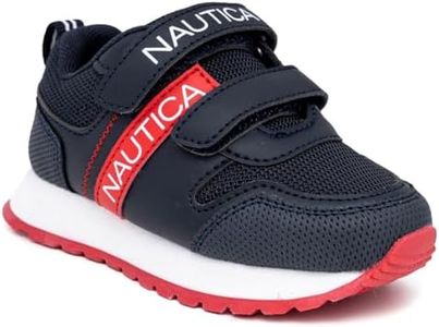 Nautica Kids' Double Strap Sneakers | Casual Athletic Shoes for Boys and Girls | Durable and Comfortable Fit for Toddlers and Little Kids, Navy Red, 7 Toddler