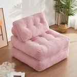 Afuson Folding Chair Bed for Bedroom, Futon Sofa Bed, Floor Couch for Adults Chair Bed for Living Room, Lounge Sofa, Convertible Sofa Bed, Small Couches for Small Spaces, Pink