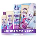 Aussie Oh My Gloss Hydrating Giftset: Shampoo 300ml, Conditioner 200ml, Lightweight Leave-in Serum 160ml. Moisture & Shine Booster for Dull, Dry Hair, with Jojoba, Safflower, Macadamia Nut Oils