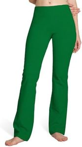 Houmous S-XXXL 29''31''33''35'' Inseam Women's Cotton Bootcut Pants Inner Pocket(Regular-31 Inseam-Bush Green, XXX-Large)