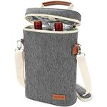 2 Bottle Insulated Wine Tote Bag, Wine Carrier Travel Padded Cooler Bag