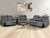 Modern Roma Recliner Bonded Leather 3 2 1 sofa sets for living room cheap- 3 Seater Suite For Living Room - 2 Seaters sofas & Couches (Grey, 3+2+1 Seater Sofa)