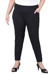 Comfort Lady Women Plus Size Straight Fit High Waist Stretchable Ankle Length Fashion Jegging Jeans Denim Black (4XL, Black1)