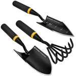 KEMAIER Heavy Duty Stainless Steel Garden Tool Set - Thoughtfully Crafted for Outdoor Patio Use, Ideal for Both Men and Women. Includes Gardening Trowel, Transplanting Shovel, and Hand Cultivators