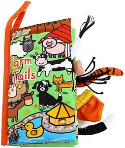 Zocita Baby Soft Animal Tails Activity Cloth Book with Crinkle Fabric, Farm Tails