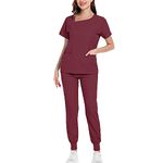 Scrubs for Women Set Stretchy 2 Piece Short Sleeve Medical Scrub Shirts and and Jogger Pants Summer Nurse Scrubs Set Workwear Scrubs for Women Set Jogger Pants