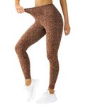 QUEENIEKE Workout Leggings for Women 26" - High-Rise Tummy Control Full-Length Athletic Running Yoga Pants with Pockets (Brown Camouflage, Medium)