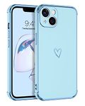 GUAGUA Case for iPhone 13, iPhone 13 Cases Cute Heart Pattern Soft TPU Plating Cover for Women Girls with Camera Protection & 4 Corners Shockproof Protection Phone Cases for iPhone 13 6.1" Blue