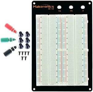 Makeronics Solderless 1660 Tie-Points Breadboard with Aluminum Back Plate for Circuit/Arduino/Raspberry Pi Prototyping Powered by Makeronics Technology