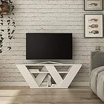 JV Home Pipralla Collection TV Stand Stylish Entertainment Unit | TV Cabinet for Living Room, Bedroom Suitable up to 50” (White)