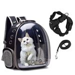 Buraq Astronaut Transparent Pet Carrier Backpack with Leash - for Travel | Hiking | Designed with Breathable Space | Ventilated | Airline-Approved | Sturdy Pad | for Puppies & Cats (Black)