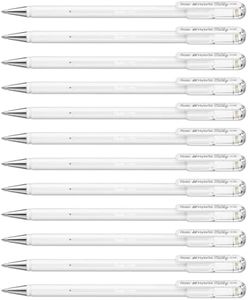 Pentel Hybrid Milky Pastel Gel Pen 0.8mm Pastel White Ink, Box of 12 Pens (K108-PW)