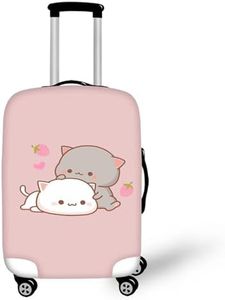 HELLHERO Travel Luggage Cover Suitcase Protector Case Fits 18-32 Inch Luggage, Strawberry Cat, L (25-28 inch luggage)