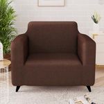 Story@Home Sofa Cover 1 Seater | Elastic Sofa Cover | Polyester | (90 x 140 x 50 cm, Dark Brown) Durable and Stylish Anti Slip Sofa Cover, Anti-Slip Sofa Cover for Living Room