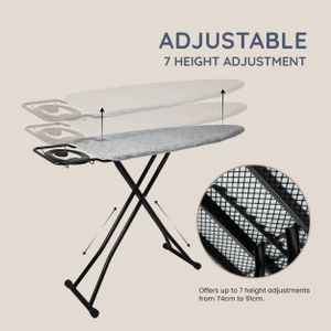 CUQOO Folding Ironing Board – 122x38cm Adjustable Laundry Table