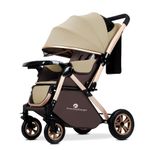 StarAndDaisy Baby Strollers / Pram for 0-3 Year Boys & Girls with Foldable Design, Food Tray, 4 Wheel Suspension, Easy to Convertible& Adjustable Seat, 5 Point Safety Belt, Light Weight & Convenient-Beige