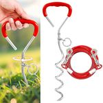 Dog Tie Out Stake and Run Cable, 20FT Long Lead with Yard Stake, Chains for Outside, Leash and Stake for Camping & Beach, Tie Out Tether for Medium Large Dogs
