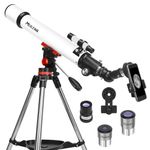 MEEZAA Telescope, Telescope for Adults Astronomy, 70/700 Astronomical Professional Refractor Telescopes for kids Astronomy Beginners with Stainless Steel Tripod and Smartphone Adapter for Moon Planets