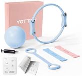 YOTTOY 15 Inch Pilates Ring and Ball Set, Figure 8 Resistance Bands, Stretch Bands&Guide,Pilates Equipment Set for Beginners for Home Workouts Core Strength, Yoga, Physical Therapy & Rehab, Blue