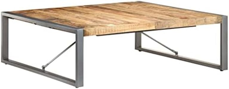 vidaXL Industrial-Style Coffee Table - Made of Durable Rough Mango Wood with Sturdy Steel Legs - Grey Colour - Dimensions: 120x120x40 cm