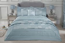 Emma Barclay Blossom - Embellished Jacquard Quilted Bedspread Set in Duck Egg - To Fit Double/King (BLSBEDDUC)