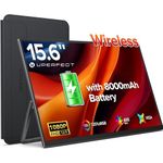 UPERFECT 15.6" Wireless Portable Monitor w/8000mAh Rechargeable Batteries, Support AirPlay, Miracast Display, FHD 1080P VESA USB-C Eye Care External Screen for Laptop/PC/Game Consoles/Phone