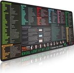 Excel Shortcut Keys Mouse Pad - Extended Large XL Cheat Sheet Gaming Mousepad | PC Office Spreadsheet Keyboard Mat | Non-Slip Stitched Edge