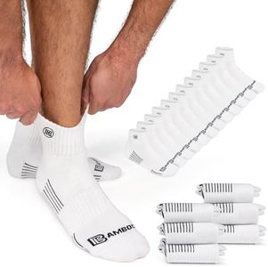 Premium Bamboo Rayon Crew Work Socks- Quarter High Moisture Wicking, Odor Eliminating White Quarter Crew Socks for Men Size 6-8 - 6 Pair