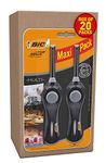 BIC 6cm extension wand Utility Lighter that lasts up to 750 lights, Black, Pack of 20