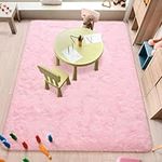 Amearea Premium Soft Fluffy Rug Modern Shag Carpet, 4x5 Feet High Pile, Fuzzy Shaggy Rugs for Bedroom Dorm Room Teen Apartment Decor, Comfortable Indoor Furry Carpets, Pink