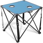 Arrowhead Outdoor Heavy-Duty Portable Camping Folding Table, 2 Cup Holders, Compact, Square, Carrying Case Included, Steel Frame, High-Grade 600D Canvas, USA-Based Support