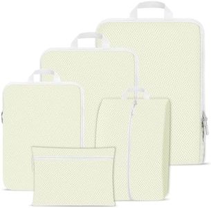 Compression Packing Cubes for Backpack,Suitcase Organiser Bags,Travel Packing Cubes Compression Set,Waterproof Travel Organiser Packing Bags,Packing Cubes for Suitcases Compression(Beige 5 Pack)