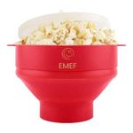 EMEF Microwave Popcorn Popper in an easy to make Popcorn Maker Collapsible Silicon Bowl (Red)