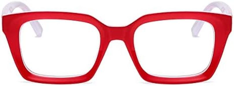 JOVAKIT Non Prescription Glasses for Women Men Fashion Square Frame Eyeglasses (Red)