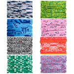 8 Pcs Outdoor Multifunctional Headwear Scarf Face Mask Magic Headwear Balaclava Snoods Bandanas for Men &Women