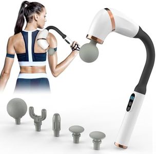 Massage Gun with Upgraded Extended Handle, U-Shaped Back Massager for Pain Relief Deep Tissue with 6 Massage Heads, Massage Gun Deep Tissue with LED Screen, 3 Modes & 6 Speed Levels