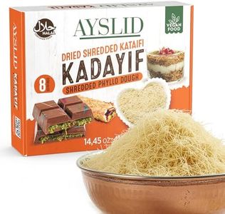 AYSLID Shredded Kataifi Dough 14.45 oz - Dried Kunafa Kadayif Threads - Ready for Toasting & Baking - Traditional Filo Phyllo Pastry for Pistachio Dubai Chocolate Desserts