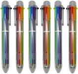 Maydahui 12PCS Multicolor Ballpoint Pen 6-in-1 Retractable Ball Point Pens Transparent Barrel for Office School Students