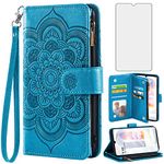 Asuwish Compatible with LG Velvet 5G/LGVelvet Verizon G5 UW T-Mobile 2020 Wallet Case and Tempered Glass Screen Protector Flip Card Holder Stand Cell Phone Cover for LM G900UM 4G Tmobile Women Blue
