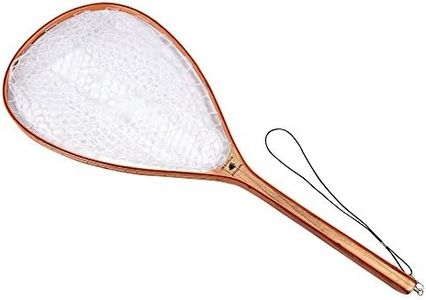 Wooden Fly Fishing Net with Clear Rubber Basket - Medium