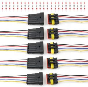 shengbowi 5Pin 5Kits Harness Connector 16-20AWG Waterproof Wire Quick Disconnect Series Automotive Way Car Electrical Marine Truck Boat Motorcycle Male Female Connections Plug