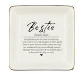 WODMIS Bestie Friendship Gifts Ceramic Jewelry Tray Dish, Bestie Best Friends Bff Jewelry Plate Ring Trinket Dish, Graduation Friendship Bestie Gifts For Women Best Friends Her Christmas