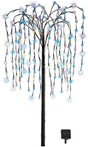 Collections Etc. LED Solar Willow Tree, Outdoor Solar Tree with Colorful Solar-Powered Lights with Adjustable Branches, Multi Color Lights