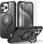 Ezanmull Magnetic iPhone 15 Pro Max Case, Phone Case iPhone 15 Pro Max [Compatible with MagSafe], Invisible Stand Kickstand Ring Holder Soft Shockproof Women Men Cover for 15 Pro Max 6.7" (Black)