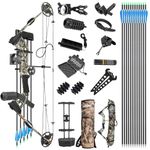 Compound Bow Kit, Hunting & Targeting, Gordon's Limb Made in USA, Draw Weight 20-70 lbs Adjustable, Draw Length 24”-29.5",up to IBO 320FPS Speed, Package with Archery Hunting (Camo, Left Hand)