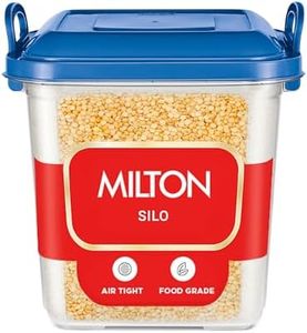 MILTON Silo 18 Plastic Storage Container with Side Lock Handles, 1 Piece, 18 Litres, Blue, Transparent Boxes, Stackable and Nestable Dabba, Kitchen Containers for Grains, Cereals, Atta Box