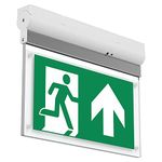 Surface Emergency Fire Exit Maintained Sign LED Ceiling Wall Light with Arrow Legends & 3hr Battery Backup - 25M Distance