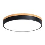 Yiisem Dimmable Wood LED Flush Mount Ceiling Light, 2700K-6000K Selectable Modern Black Close to Ceiling Lighting Fixtures, Minimalist Round Ceiling Lamp for Living Room, Bedroom, Laundry Room